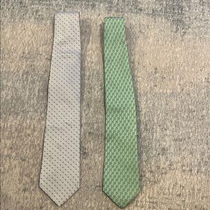 Men's Polka Dot Gray Tie and Mint Patterned Tie - Unbranded